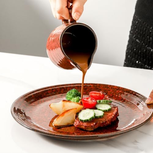 Hasense 2 Piece Porcelain Dinnerware Set Red 10 Inch Plates