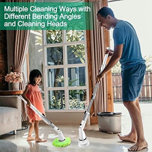 Electric Spin Scrubber with 6 Brush Heads and Adjustable Handle