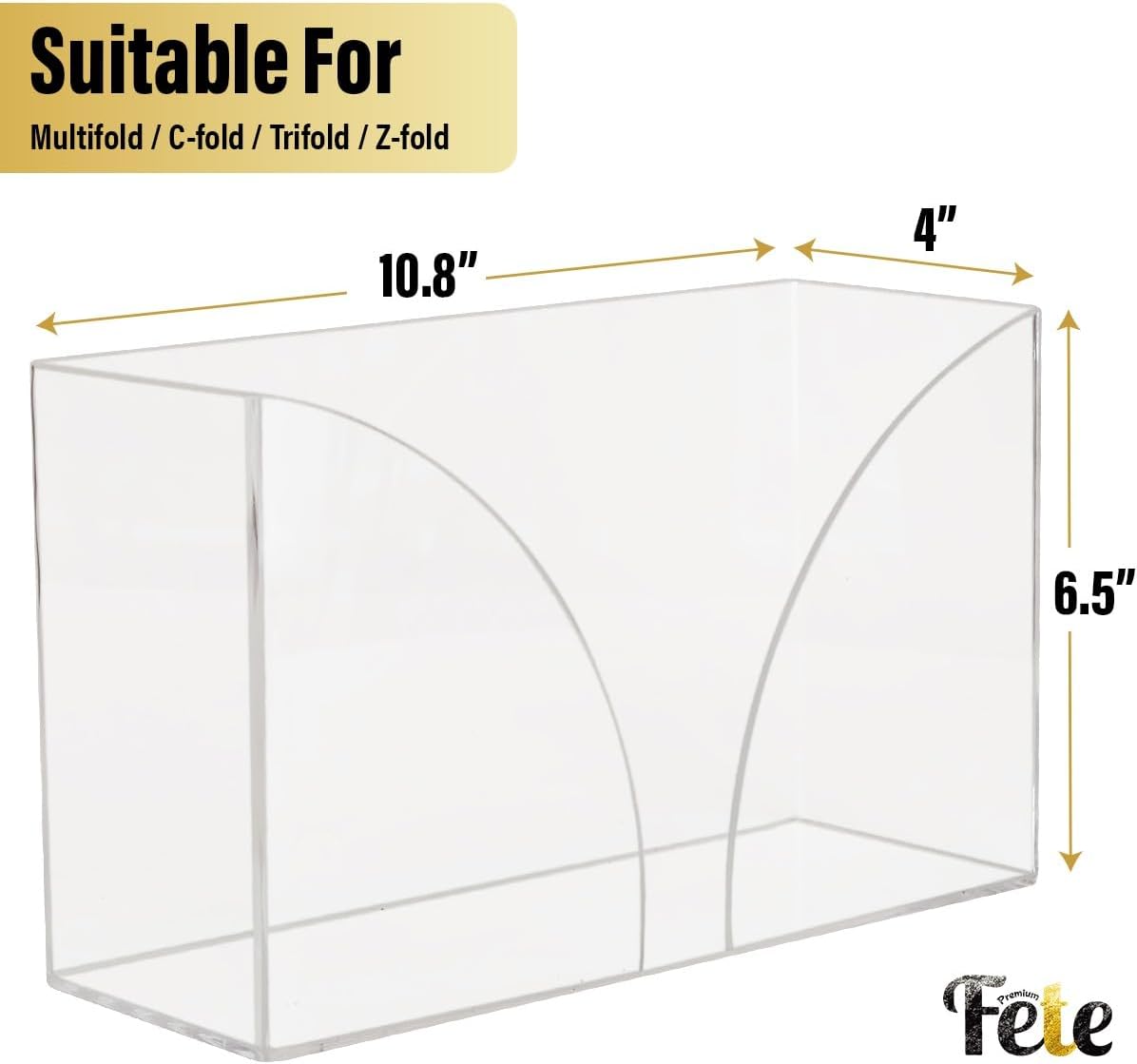 Fete Clear Acrylic Paper Towel Dispenser for Countertop