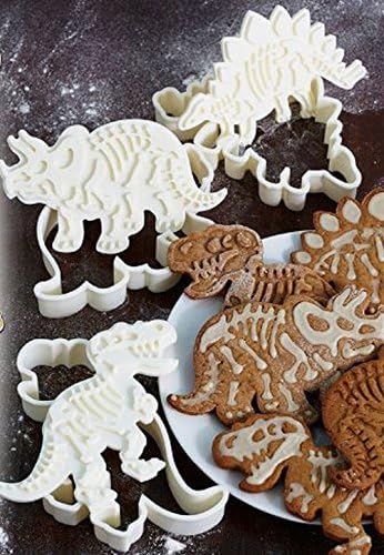 3 Dinosaur Cookie Cutters T-Rex Triceratops Stegosaurus by Jolly Jon