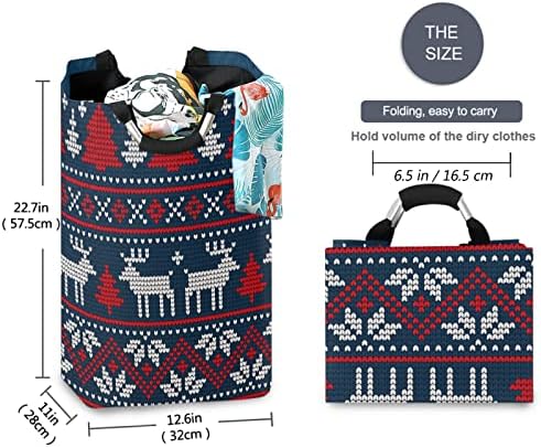 visesunny Foldable Laundry Basket Reindeer Pattern