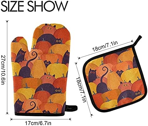 Tamniee Orange Pumpkins Oven Mitts Pot Holder Set