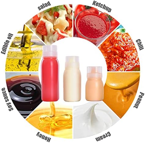 RAMFIYN 5-Nozzle Condiment Squeeze Bottles - 6pcs 10oz Set with Leakproof Lids