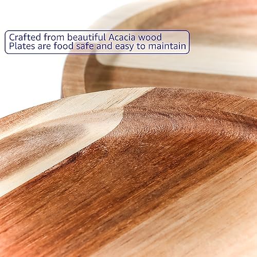 Trademark Innovations 11 Inch Acacia Wood Dinner Plates Set of 4