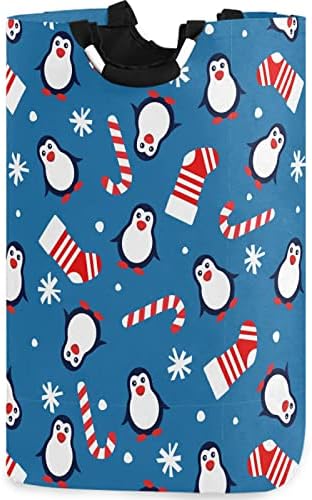 visesunny Foldable Laundry Hamper with Penguin Christmas Design