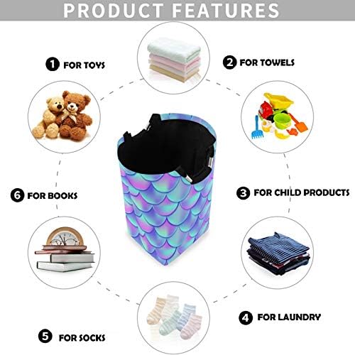 visesunny Magic Mermaid Scale Laundry Hamper Basket
