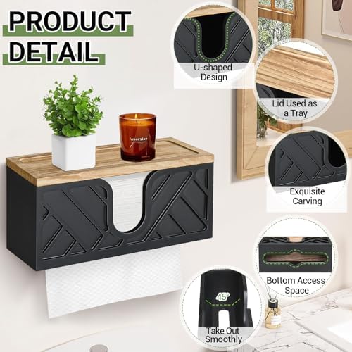 Zecela Wood Paper Towel Holder with Lid
