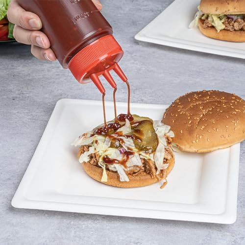 16 Ounce Condiment Squeeze Bottles with Triple Dispersion Tips 1
