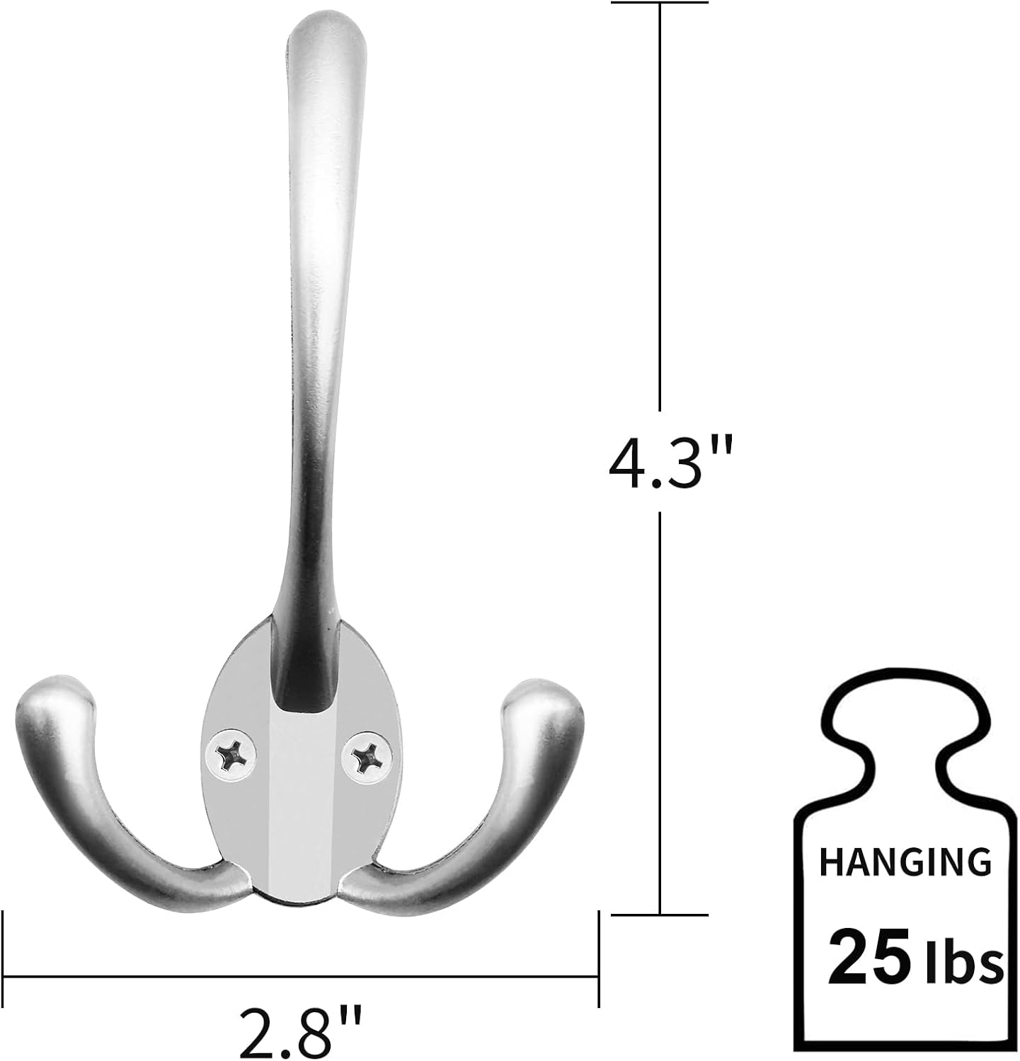 IBosins 6 Pack Heavy Duty Coat Hooks with 24 Screws Matte Nickel