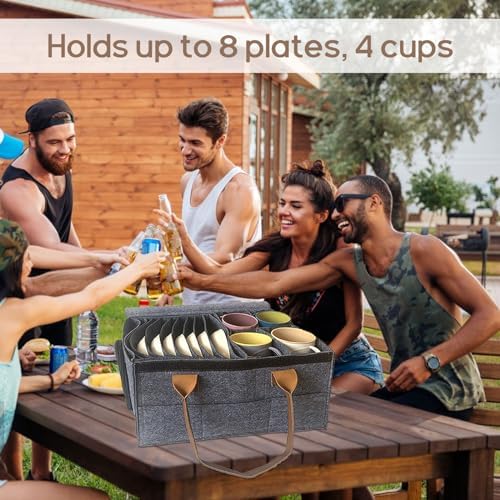 Qivine Foldable Dinner Plate Storage Box with Lids