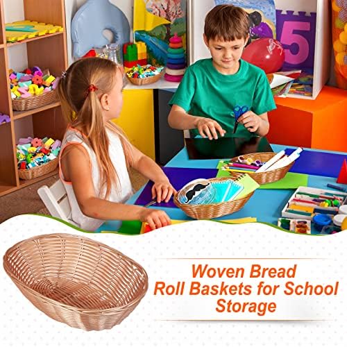 Zopeal 12-Pack Plastic Oval Woven Baskets for Kitchen and More
