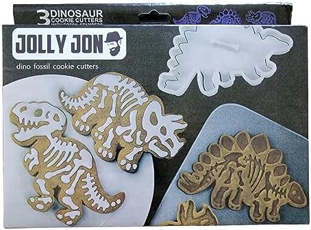 3 Dinosaur Cookie Cutters T-Rex Triceratops Stegosaurus by Jolly Jon