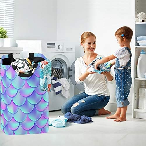 visesunny Magic Mermaid Scale Laundry Hamper Basket