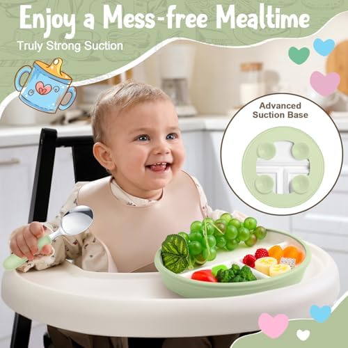 Teenyyou 3 Pack Toddler Plates with Cutlery Set