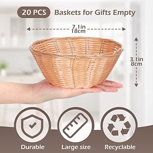 20 Pcs Plastic Woven Round Baskets 7 Inch Food Storage Serving Containers