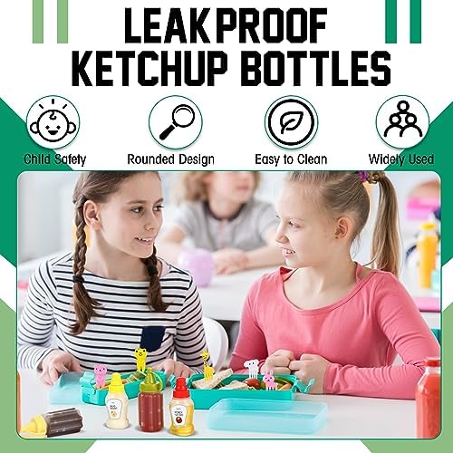 Hoolerry 8 Pcs Mini Condiment Bottles with Animal Food Picks
