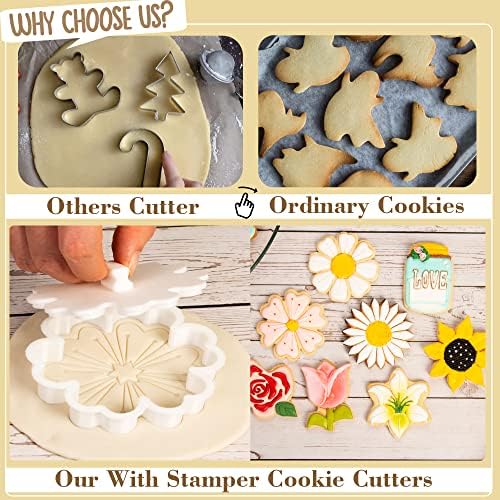 Flycalf Sunflower Cookie Cutter with Plunger Stamp