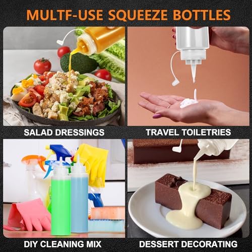 OAMCEG 16OZ Squeeze Bottles 8 Pack BPA Free Durable
