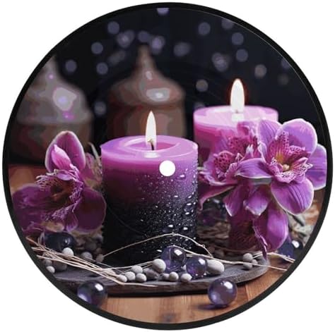 VFKLT Purple Flower Candle Record Coasters