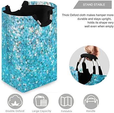 visesunny Large Laundry Hamper with Blue Mosaic Design