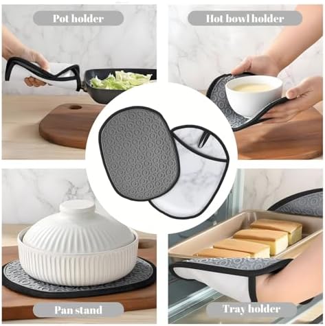 White Marble Silicone Oven Mitts 2 Pack