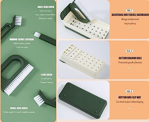 FPVPRO Kitchen Scrub Brush Set with 4 Heads and Storage Box