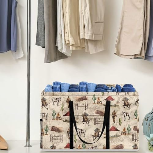Tutolipy Vintage Cowboy Print Laundry Hamper