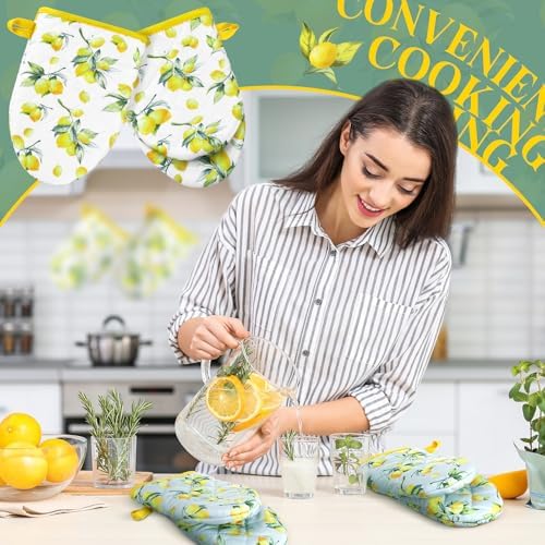 Geyoga 4 Pack Mini Oven Mitts Lemon Themed