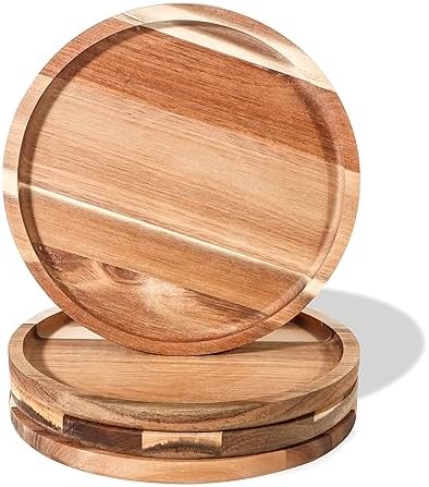 Trademark Innovations 11 Inch Acacia Wood Dinner Plates Set of 4