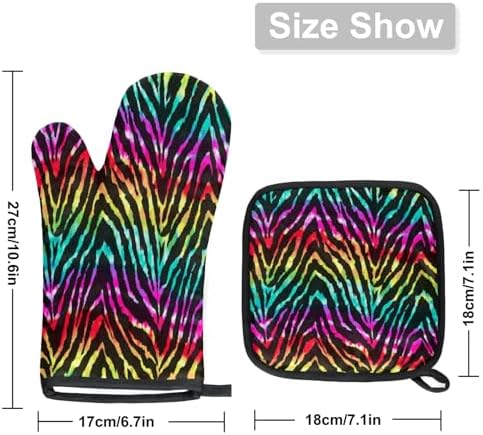 Eativisa Colored Zebra Stripes Oven Mitt Set