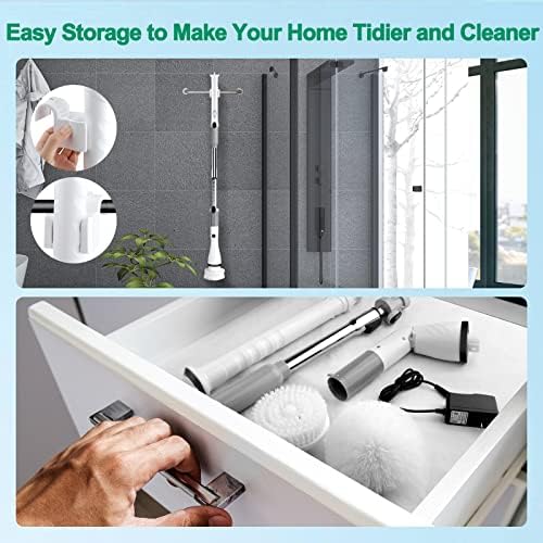 Electric Spin Scrubber with 6 Brush Heads and Adjustable Handle
