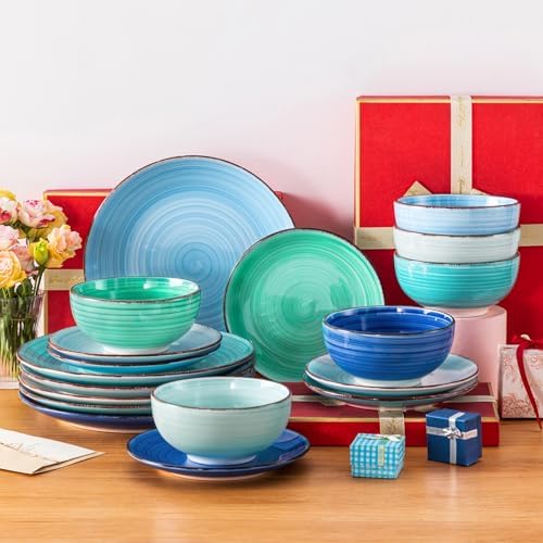 Vancasso Bonita Blue Stoneware Dinnerware Set 18 Pieces
