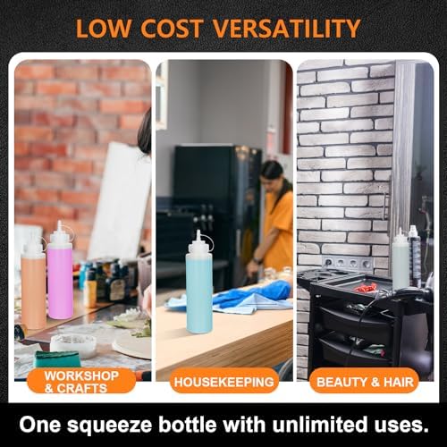 OAMCEG 16OZ Squeeze Bottles 8 Pack BPA Free Durable