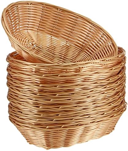 SINJEUN 20 Pack Light Brown Wicker Bread Basket