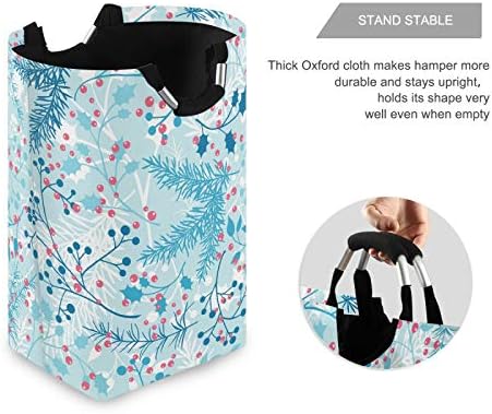 Susiyo Blue Winter Plants Laundry Basket Foldable