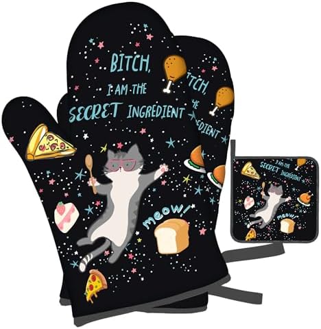 OSAM SPACE Funny Cat Oven Mitts Set of 3