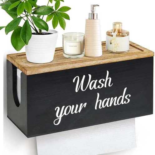 Wood Paper Towel Dispenser Wall Mount with Lid 1