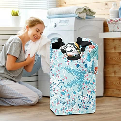 Susiyo Blue Winter Plants Laundry Basket Foldable