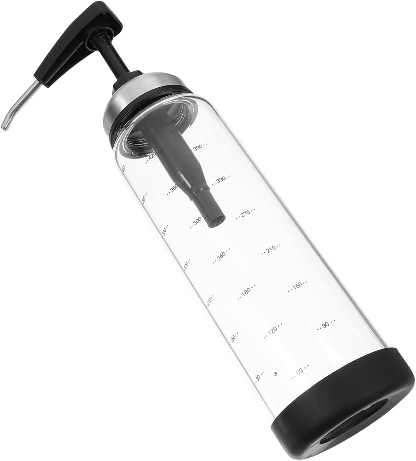 500ml Glass Steel Squeeze Sauce Bottle - Black Condiment Dispenser