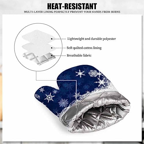 Mxocom Winter Blue Snowflake Oven Mitts Set