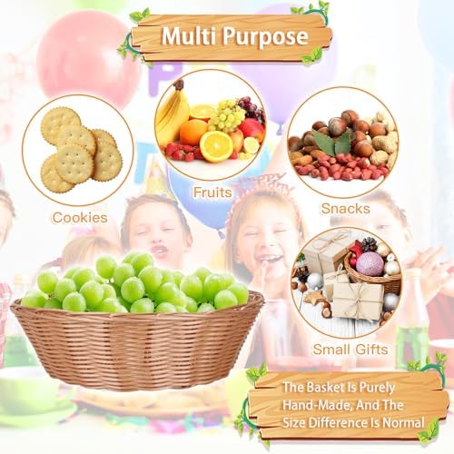 Yimerlen 8 Pcs Round Large Plastic Bread Basket with Blotting Sheets