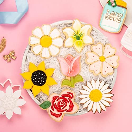 Flycalf Sunflower Cookie Cutter with Plunger Stamp