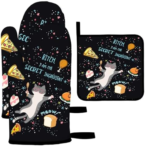 OSAM SPACE Funny Cat Oven Mitts Set of 3