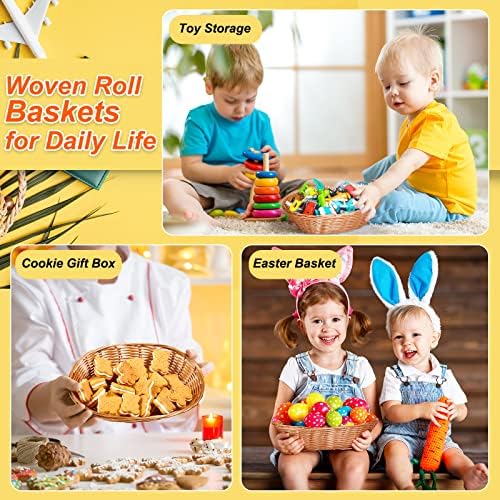Zopeal 12-Pack Plastic Oval Woven Baskets for Kitchen and More