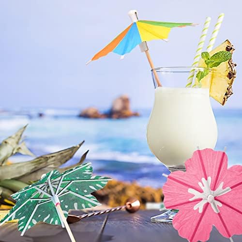 150pcs Tropical Cocktail Umbrellas with Wood Sticks
