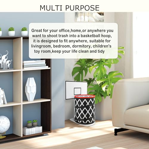 LXURY Basketball Hoop Trash Can - Collapsible Wastebasket for Home Office Gym