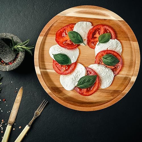 Trademark Innovations 11 Inch Acacia Wood Dinner Plates Set of 4