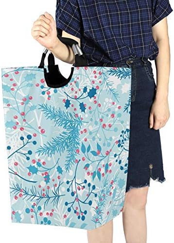 Susiyo Blue Winter Plants Laundry Basket Foldable
