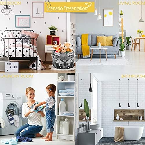 visesunny Collapsible Storage Basket with Cotton Handles