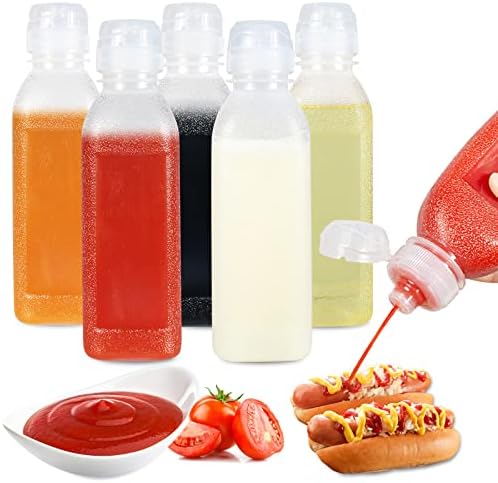 EPIPHANY 16 Oz Condiment Squeeze Bottles Set of 5 with Flip Top Cap